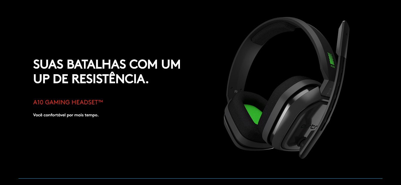  Headset Gamer Logitech Astro A10 XBOX com Fio Preto/Verde 